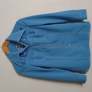 Vintage Western 70s original blue embroidered shirt hippie